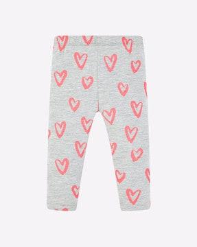 heart print leggings with elasticated waistband