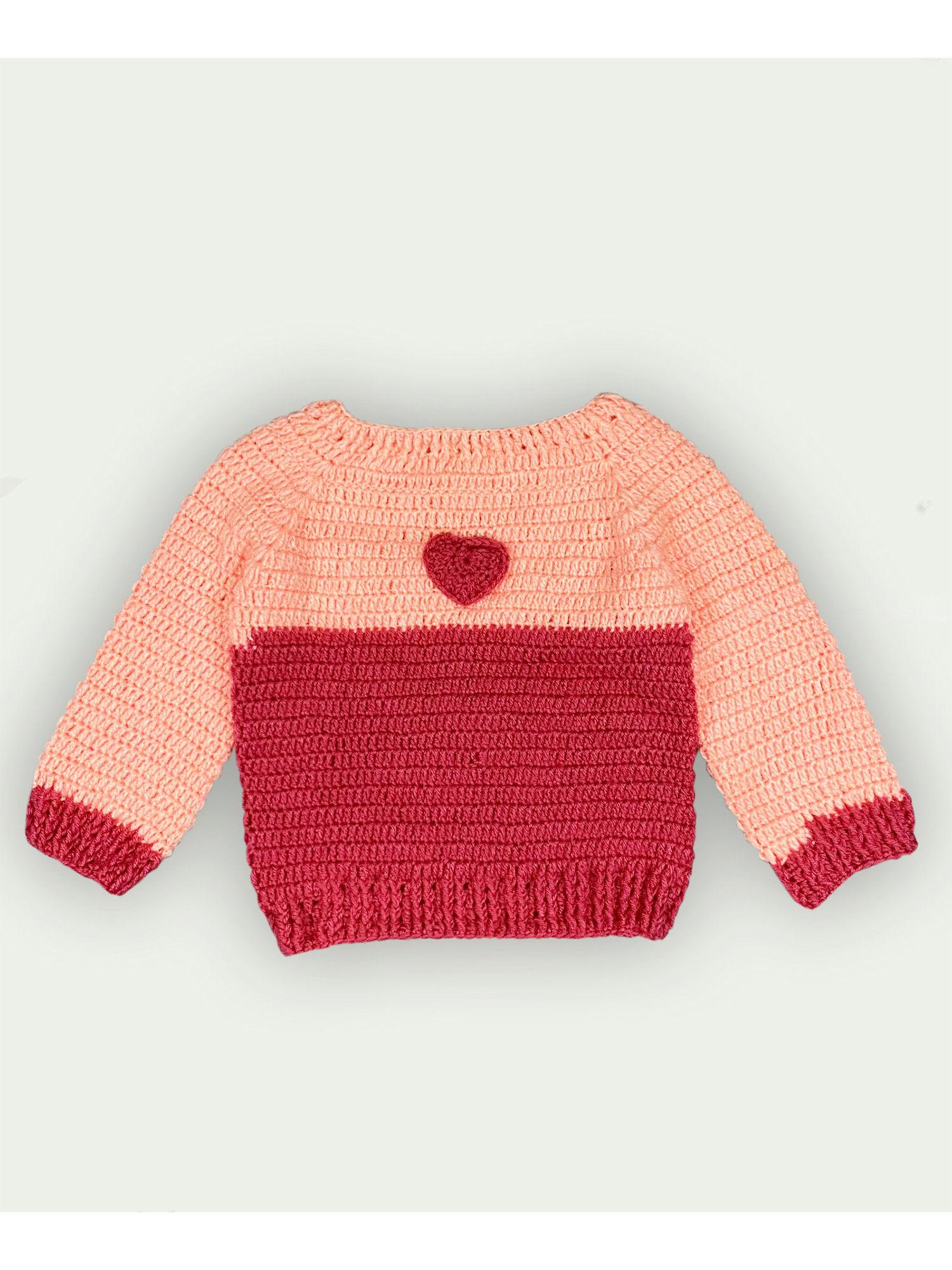 heart applique hand knit sweater