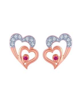 heart-design rose gold diamond stud earrings