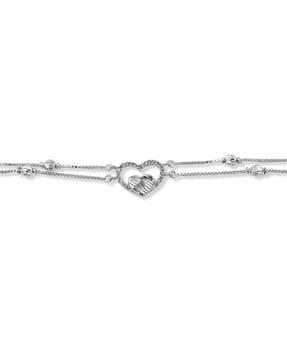heart design sterling silver link bracelets