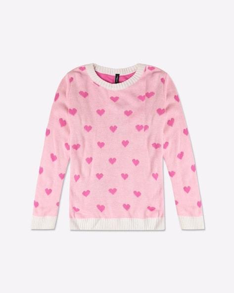 heart-knit round-neck sweatshirt