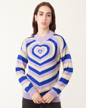 heart pattern round-neck pullover