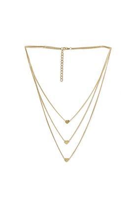 heart pendant statement gold-toned layered necklace