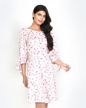 heart print a-line dress