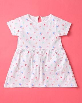 heart print a-line dress