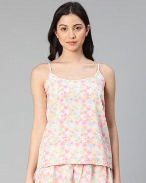 heart print camisole with adjustable straps