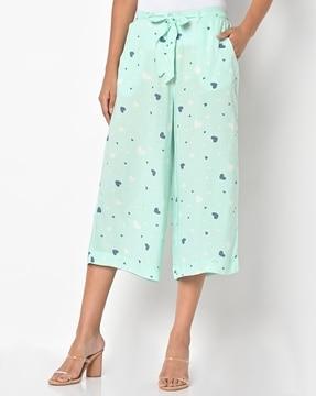heart print culottes with belt