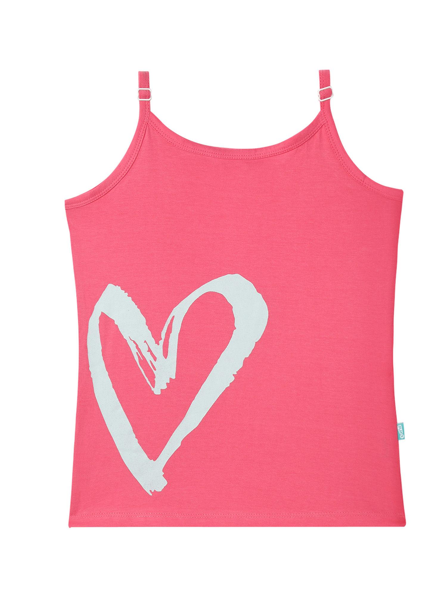 heart print girls cotton vest pink