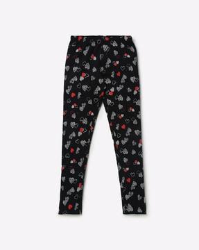 heart print leggings with elasticated waistband