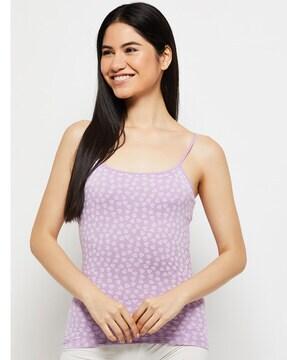 heart print scoop-neck strappy camisole