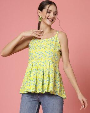 heart print strappy peplum top