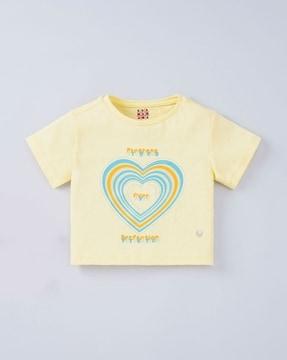 heart print sustainable crew-neck t-shirt