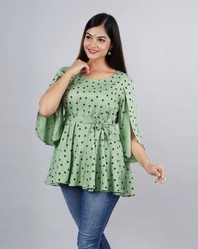 heart print top with belt