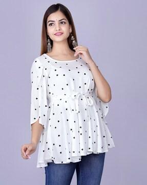 heart print top with belt