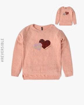 heart sequinned chennile sweater