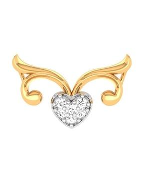 heart yellow gold american diamond-studded pendant
