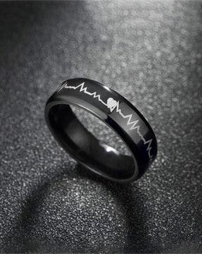 heartbeat design band ring