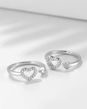 hearts silver adjustable 925 silver toe ring