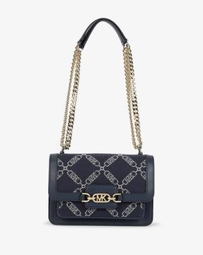 heather large empire logo jacquard shoulder bag