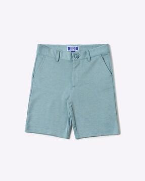 heathered flat-front shorts with insert pockets