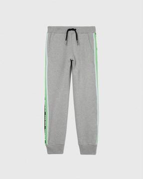 heathered joggers with brand taping