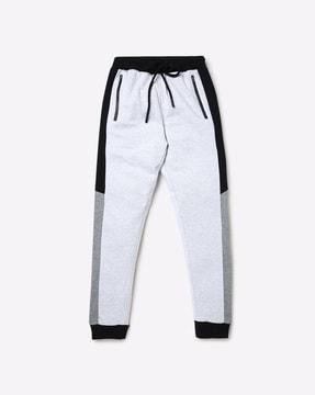 heathered joggers with zip pockets