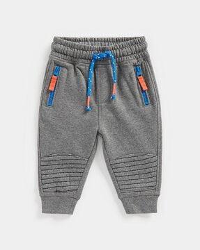heathered joggers with zipper pockets