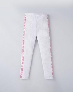 heathered leggings with embossed typography