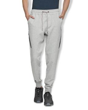 heathered mid-rise joggers with elasticated drawstring waist