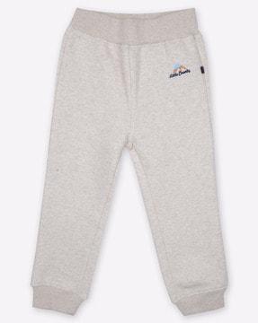 heathered mid-rise outdoor joggers with brand applique