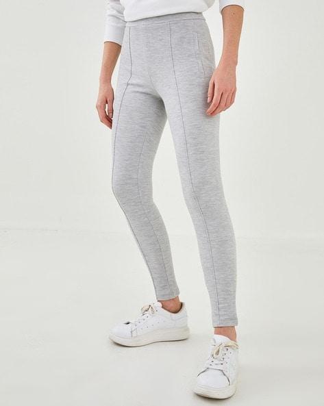 heathered panelled ankle-length jeggings