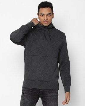 heathered panelled hoodie with insert pockets