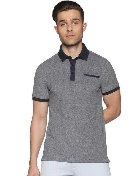 heathered polo t-shirt with patch pocket