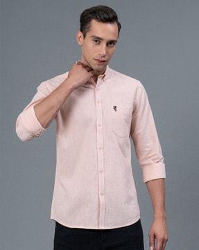 heathered shirt with button-down collar