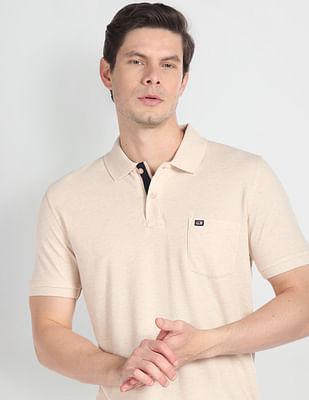 heathered short sleeve polo shirt