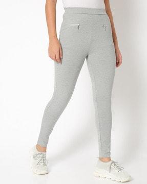 heathered skinny pants with zip pockets