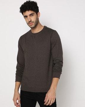 heathered slim fit crew-neck sweatshirt