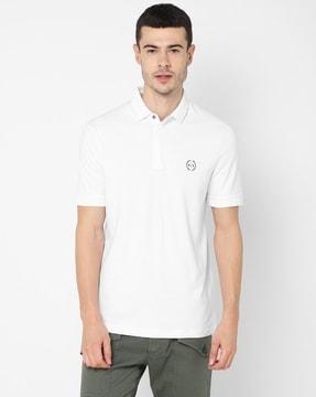 heathered slim fit polo t-shirt with branding