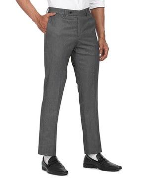 heathered straight fit flat-front trousers