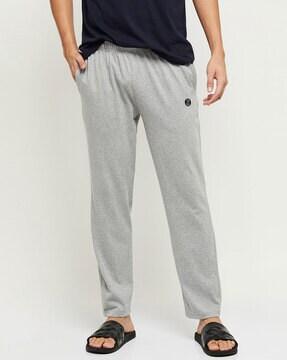 heathered straight track pant with patch pockets