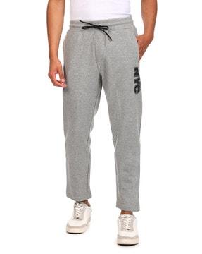 heathered track pants with drawstring