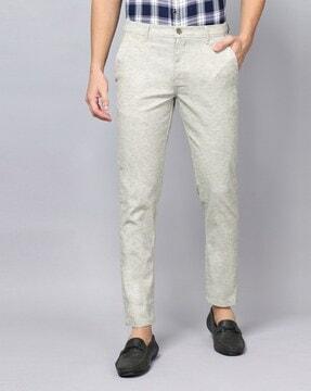 heathered ankle fit flat-front chinos