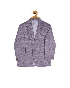 heathered blazer with notched lapel