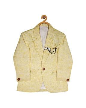 heathered blazer with notched lapel