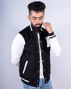 heathered bomber jacket with applique