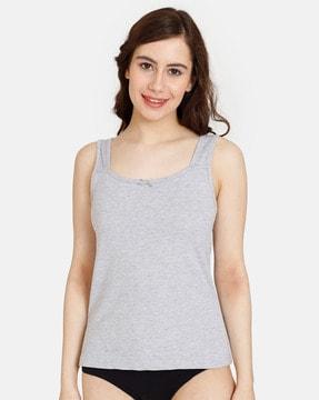 heathered camisole with bow applique