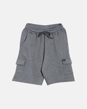 heathered cargo shorts with drawcord