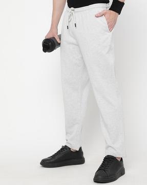 heathered cotton straight track pants