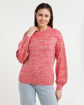 heathered crew-neck pullover