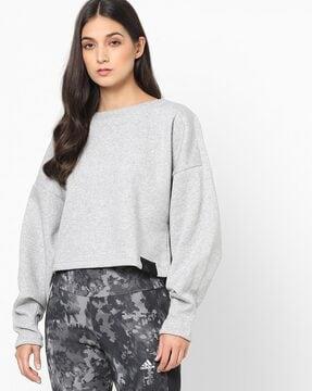 heathered cropped sweatshirt with back tie-up